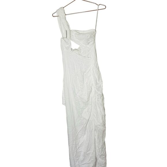JUST BEE QUEEN White Cutout One Shoulder Cotton High Slit Dress Size Extra Large - Picture 5 of 12